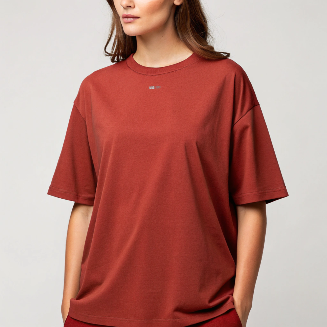 Premium Oversized Everyday Tee - (Brick Red)