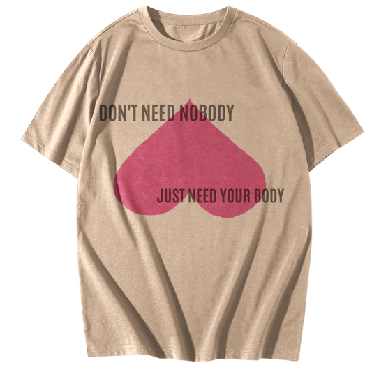 Premium Everyday Oversized  Graphic Tee-(Beige)