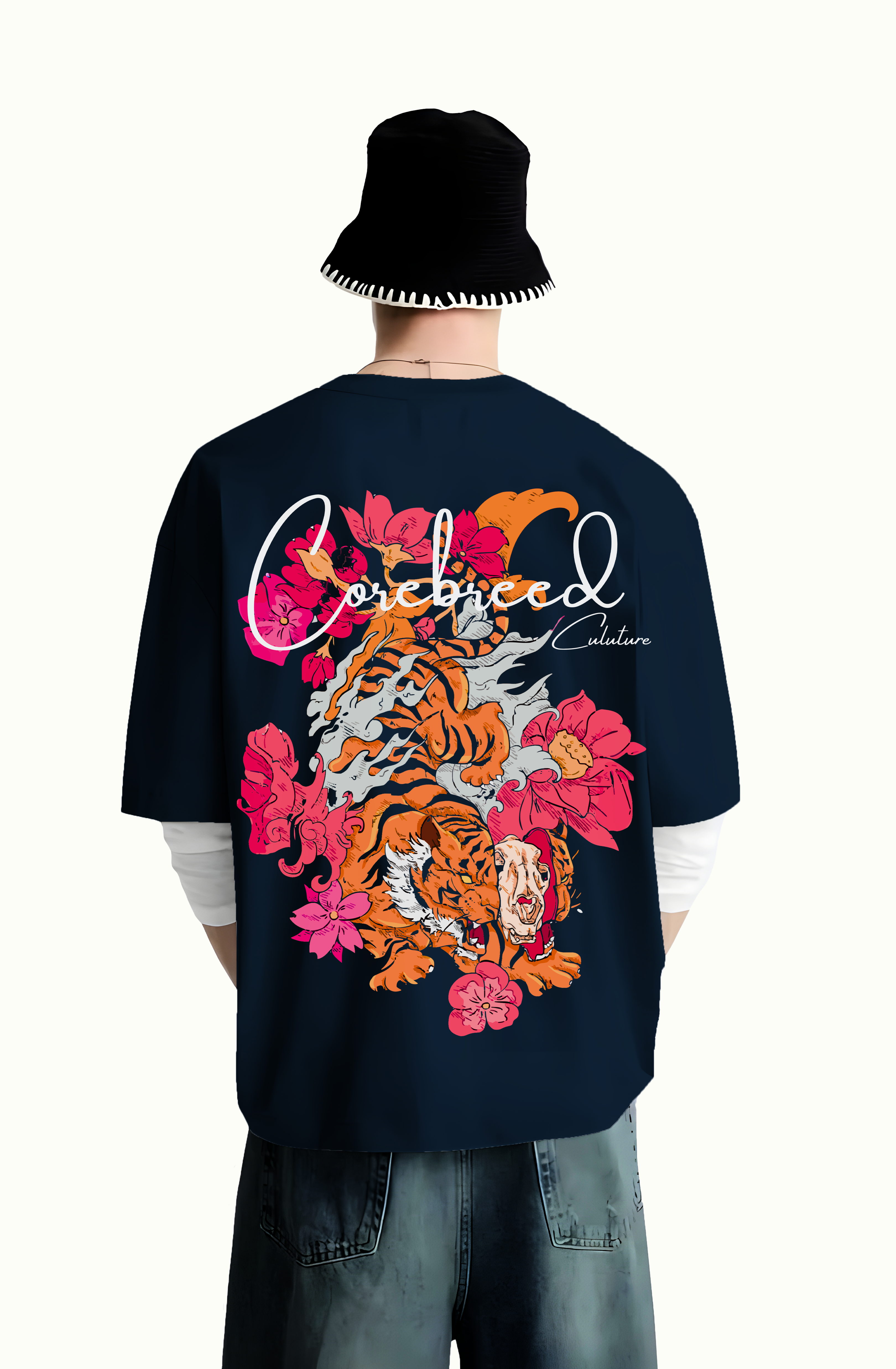 Navy Culture Tiger Premium Oversized Tee