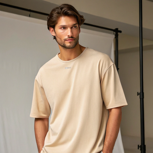 Premium Oversized Everyday Tee - (Beige)