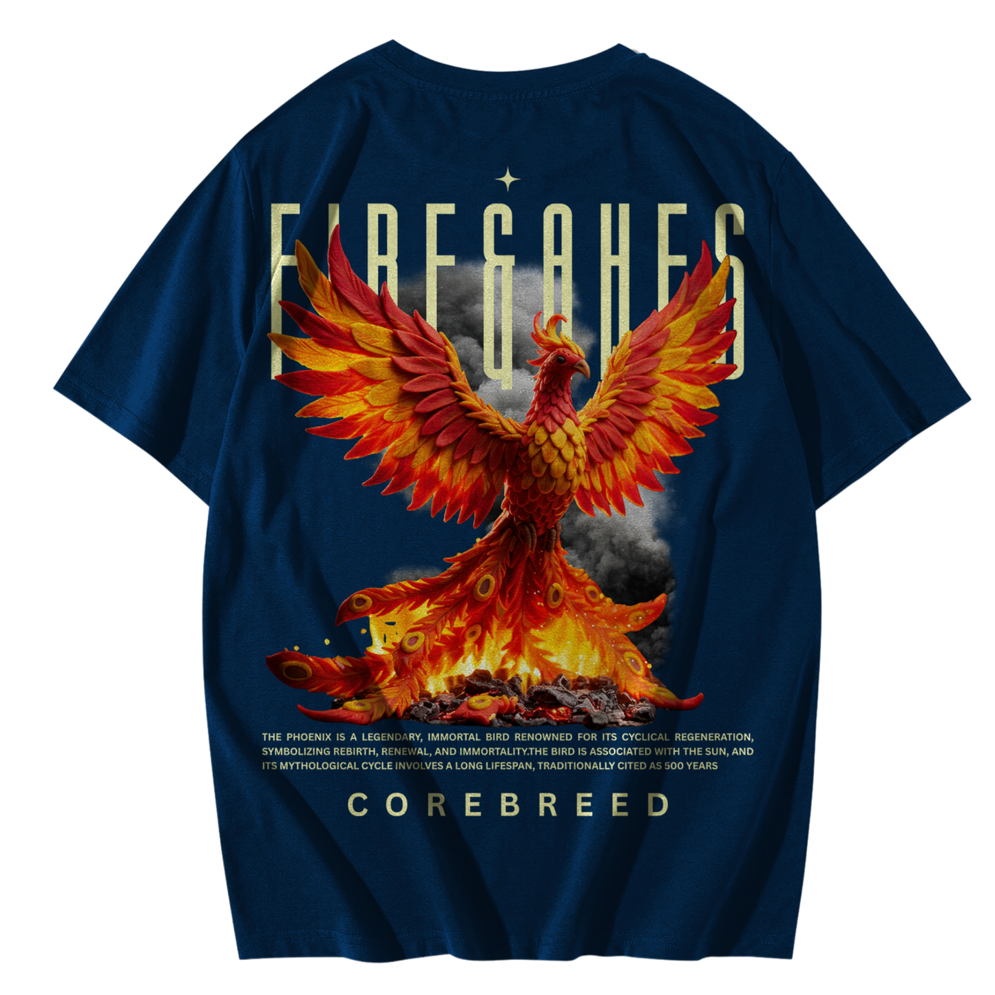 Aag aur Raakh-Premium Everyday Oversized Graphic Tee(Navy Blue)