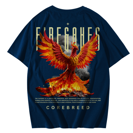 Aag aur Raakh-Premium Everyday Oversized Graphic Tee(Navy Blue)